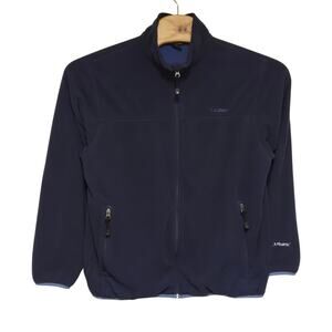LL Bean Mens Jacket Size Medium Blue Polartec Fleece Full Zip Pockets Sweatshirt